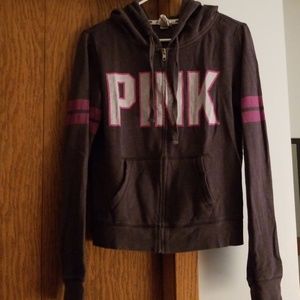 VS Pink zip up hooded sweatshirt